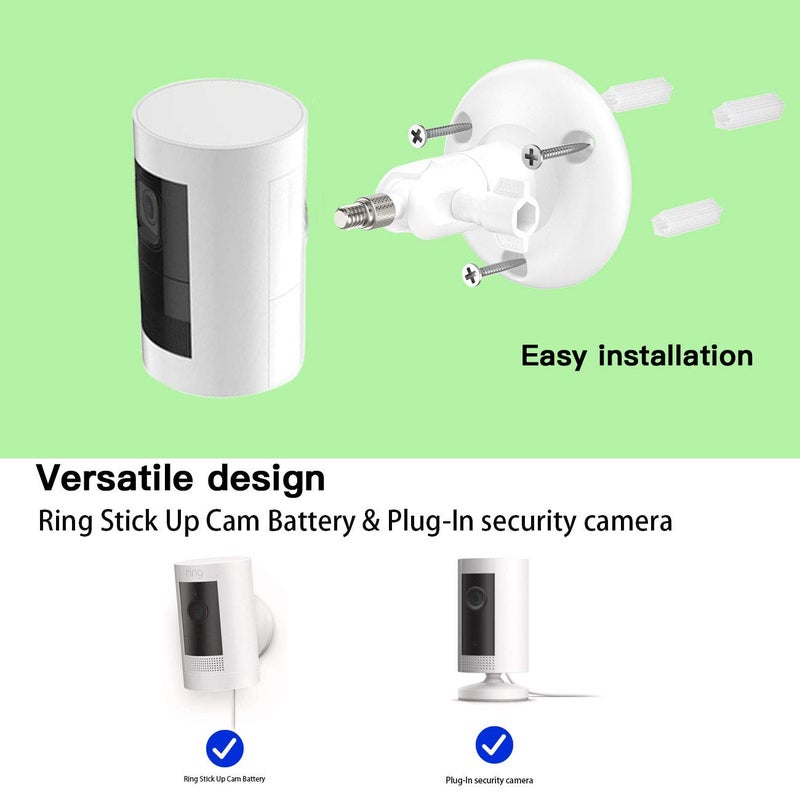 TIUIHU 360 Degree Adjustable Wall Mount for Stick Up Cam/Pro/Indoor Cam, Mounting Brackets Compatible with Any Security Camera with 1/4 Screw(2-Pack, White) - Image 2